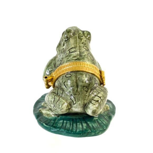 Westland Frog Lilypad 1998 #4430 VTG Hinged Small Porcelain Trinket Box Jewelry - Picture 4 of 11